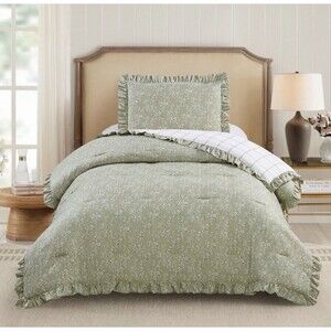 Modern Heirloom 2pc Twin/Twin XL Floral Ruffle Comforter Bedding Set NEW